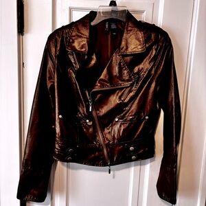 Adorable Faux metallic leather jacket